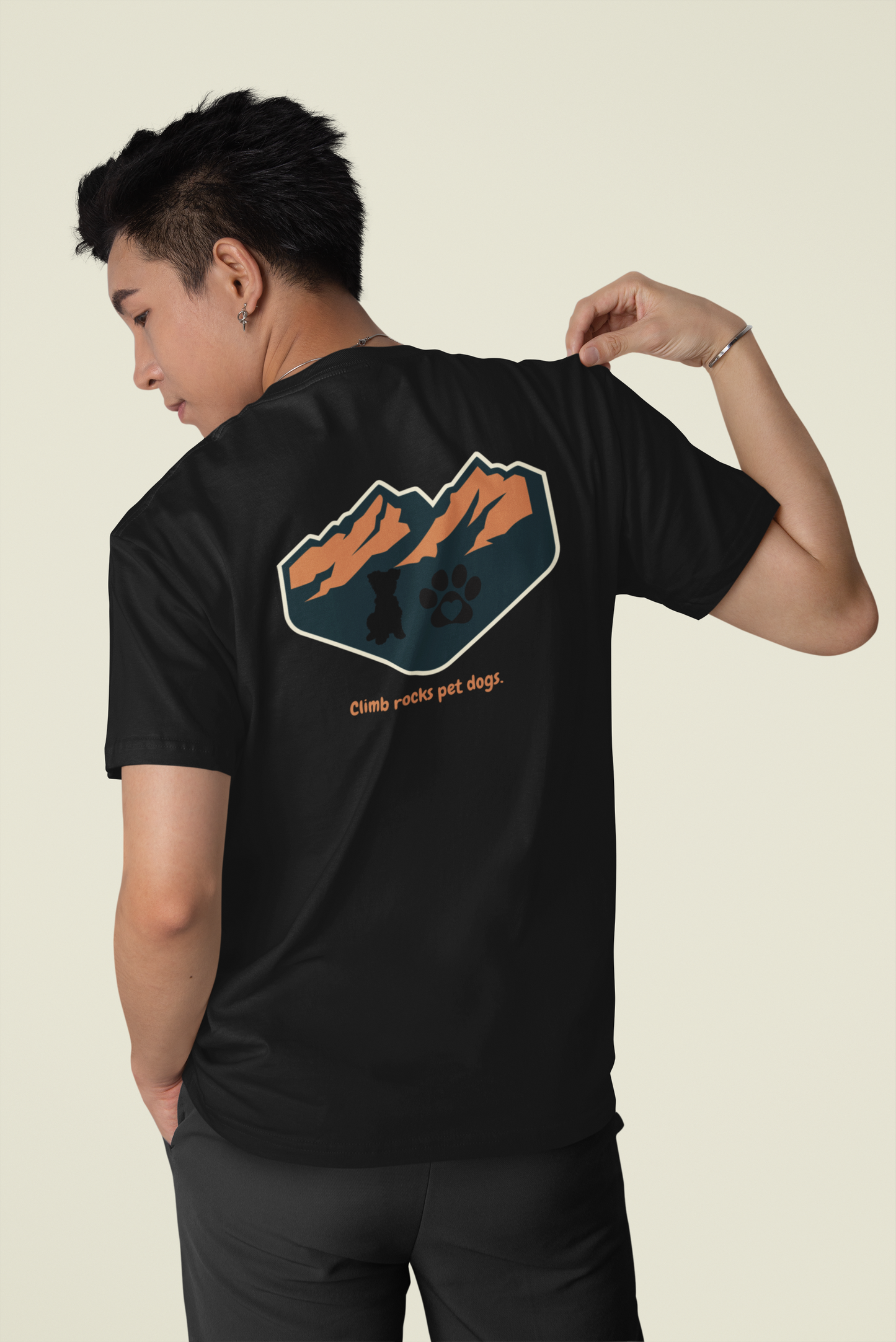 Unisex Jersey Short Sleeve Tee "Climb rocks pet dogs"